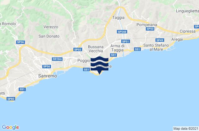 Carte des horaires des marées pour Capo Verde, Italy