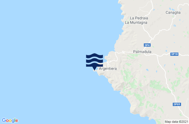 Carte des horaires des marées pour Capo dell'Argentiera, Italy