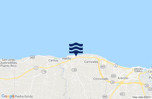 Carte des horaires des marées pour Capáez Barrio, Puerto Rico