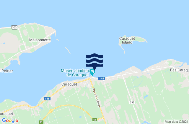 Carte des horaires des marées pour Caraquet Harbour, Canada