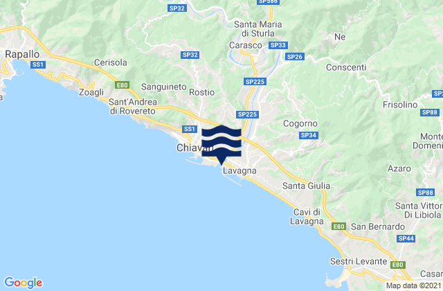Carte des horaires des marées pour Carasco, Italy