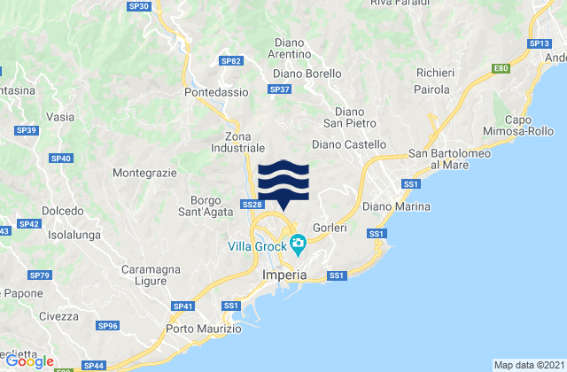Carte des horaires des marées pour Caravonica, Italy