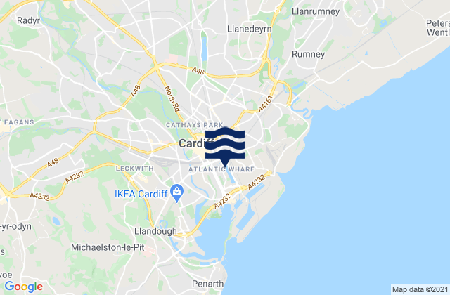 Carte des horaires des marées pour Cardiff, United Kingdom