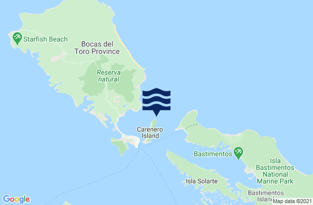 Carte des horaires des marées pour Careneros, Panama