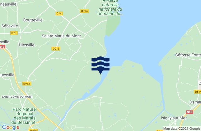 Carte des horaires des marées pour Carentan, France