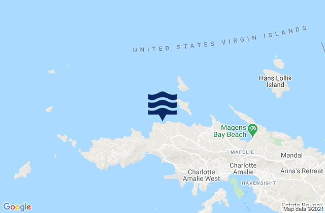 Carte des horaires des marées pour Caret Bay, U.S. Virgin Islands