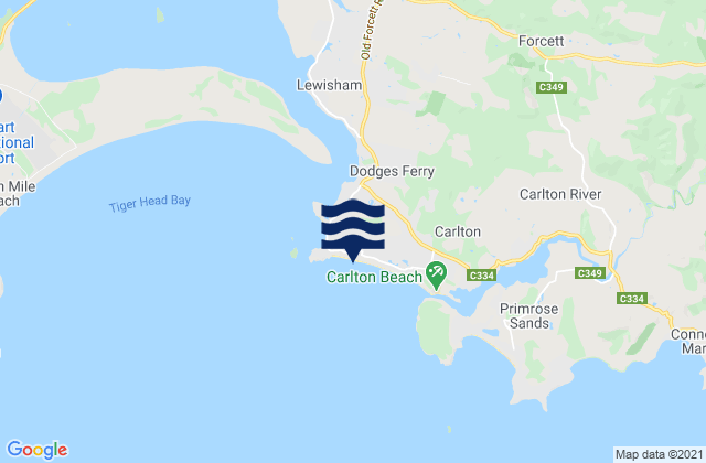 Carte des horaires des marées pour Carlton Beach, Australia
