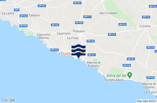 Carte des horaires des marées pour Carosino, Italy