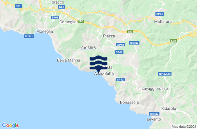 Carte des horaires des marées pour Carro, Italy