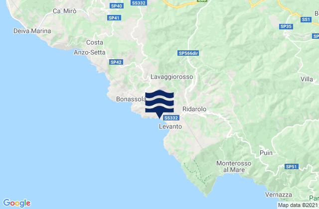 Carte des horaires des marées pour Carrodano, Italy