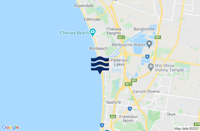 Carte des horaires des marées pour Carrum, Australia