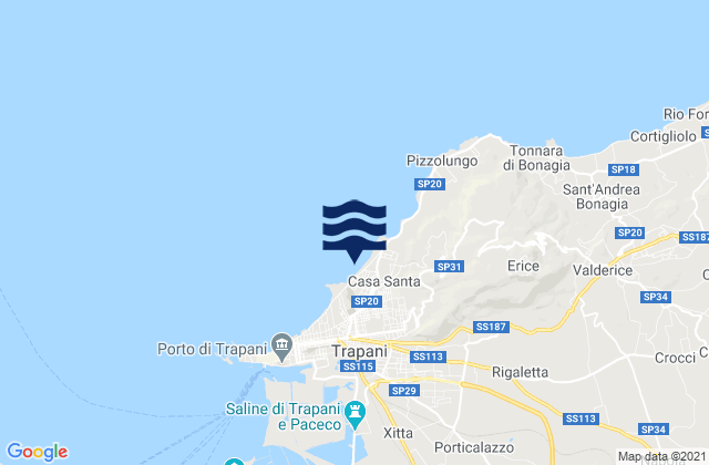 Carte des horaires des marées pour Casa Santa, Italy