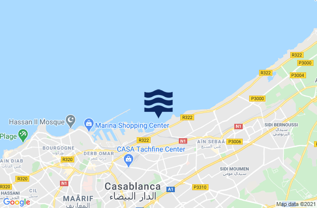 Carte des horaires des marées pour Casablanca, Morocco