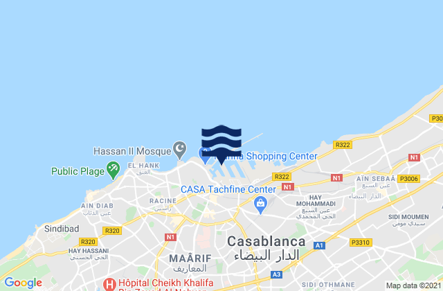 Carte des horaires des marées pour Casablanca, Morocco