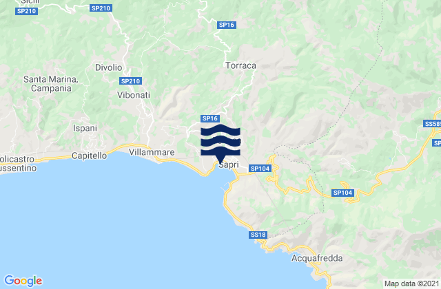 Carte des horaires des marées pour Casaletto Spartano, Italy