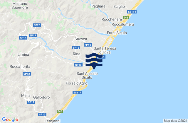 Carte des horaires des marées pour Casalvecchio Siculo, Italy