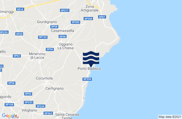 Carte des horaires des marées pour Casamassella, Italy