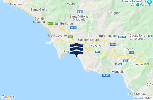 Carte des horaires des marées pour Casarza Ligure, Italy