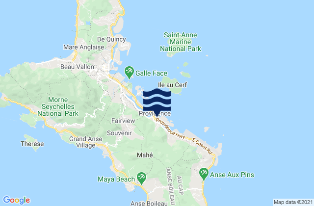 Carte des horaires des marées pour Cascade, Seychelles