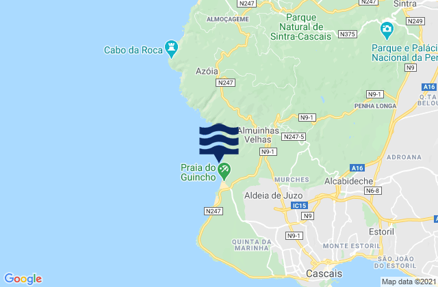 Carte des horaires des marées pour Cascais, Portugal