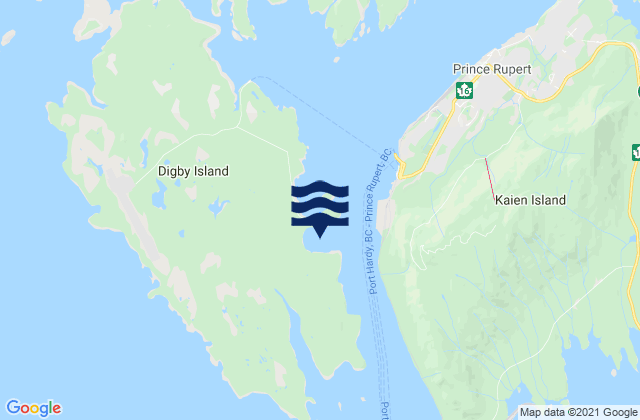 Carte des horaires des marées pour Casey Cove, Canada