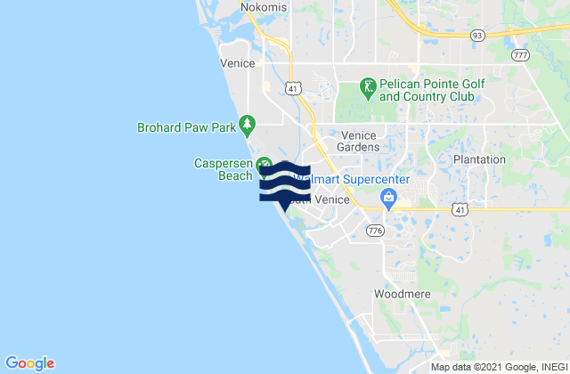 Carte des horaires des marées pour Caspersen Beach, United States