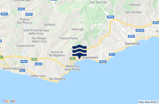 Carte des horaires des marées pour Castel Vittorio, Italy