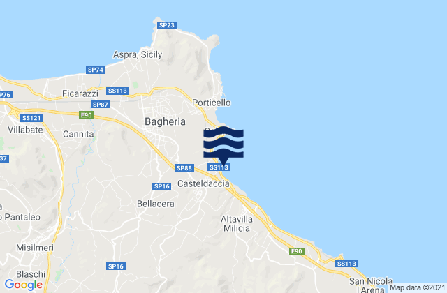 Carte des horaires des marées pour Casteldaccia, Italy