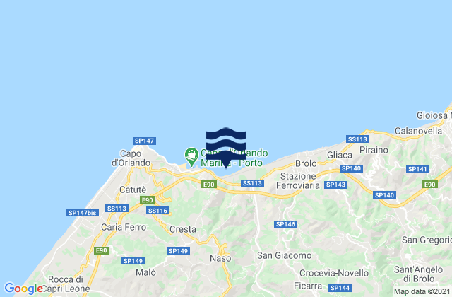 Carte des horaires des marées pour Castell'Umberto, Italy