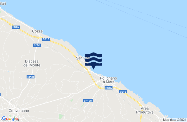 Carte des horaires des marées pour Castellana, Italy