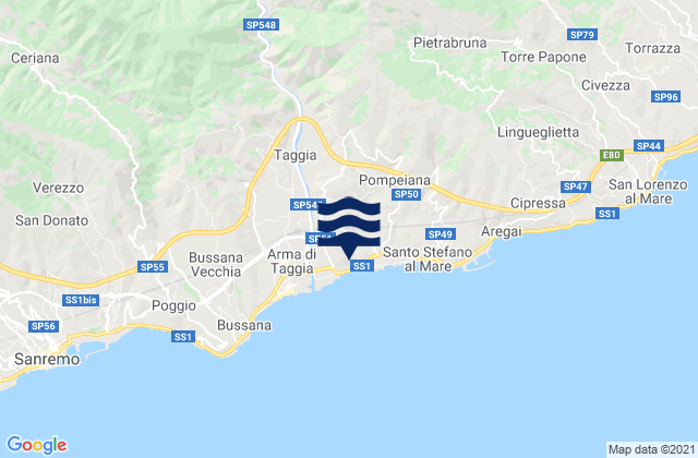Carte des horaires des marées pour Castellaro, Italy