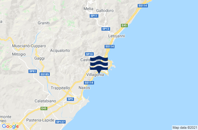 Carte des horaires des marées pour Castelmola, Italy