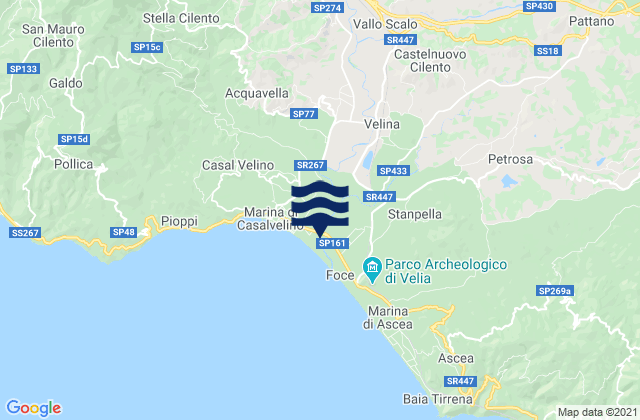 Carte des horaires des marées pour Castelnuovo Cilento, Italy