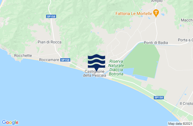 Carte des horaires des marées pour Castiglione della Pescaia, Italy