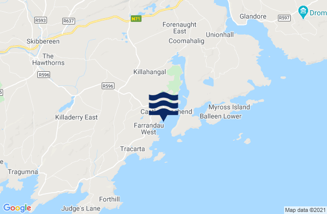 Carte des horaires des marées pour Castle Haven, Ireland