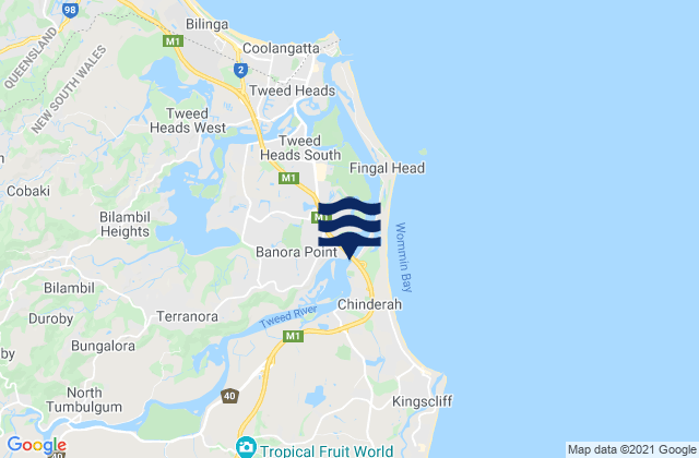 Carte des horaires des marées pour Casuarina Beach Tweed Heads, Australia