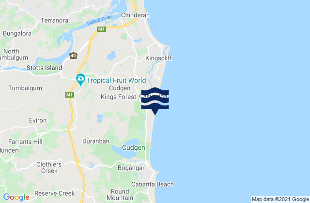 Carte des horaires des marées pour Casuarina, Australia