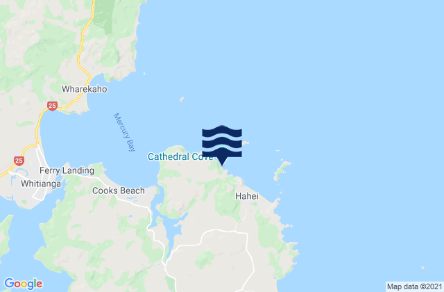 Carte des horaires des marées pour Cathedral Cove, New Zealand
