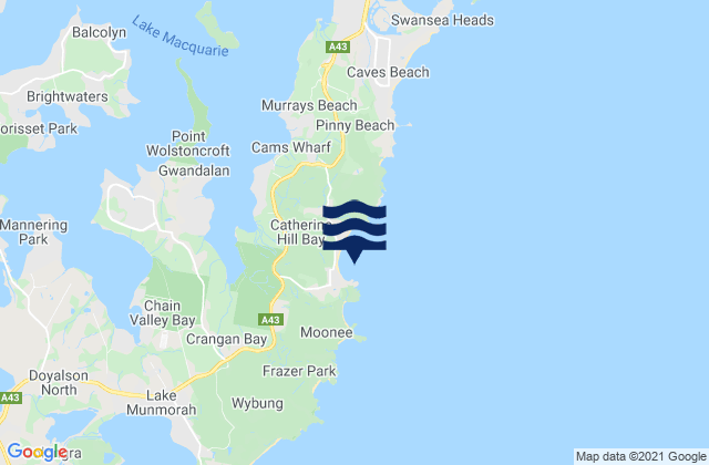 Carte des horaires des marées pour Catherine Hill Bay, Australia