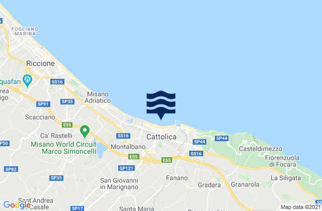 Carte des horaires des marées pour Cattolica, Italy