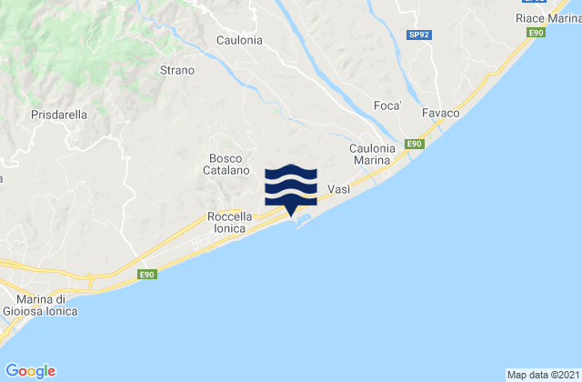 Carte des horaires des marées pour Caulonia, Italy