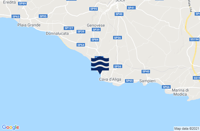 Carte des horaires des marées pour Cava d'Aliga, Italy