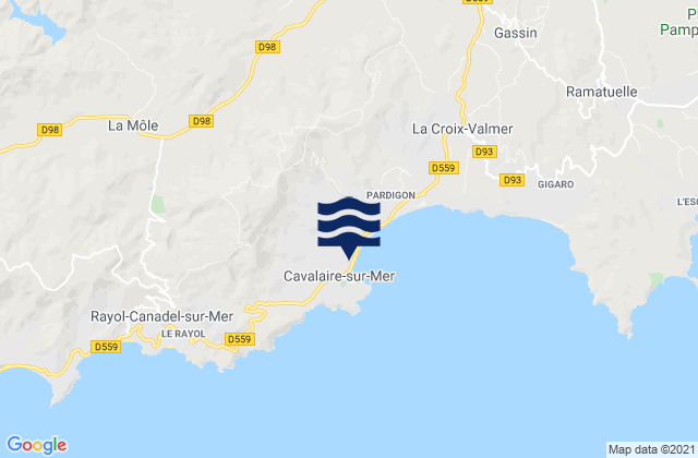 Carte des horaires des marées pour Cavalaire-sur-Mer, France