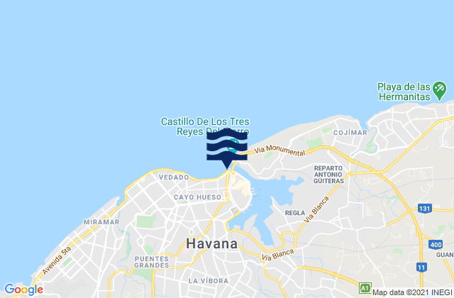 Carte des horaires des marées pour Cayo Cruz, Cuba