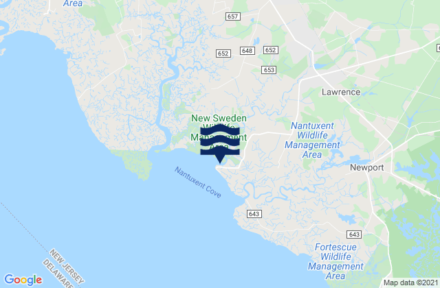 Carte des horaires des marées pour Cedar Creek Entrance (Nantuxent Cove), United States