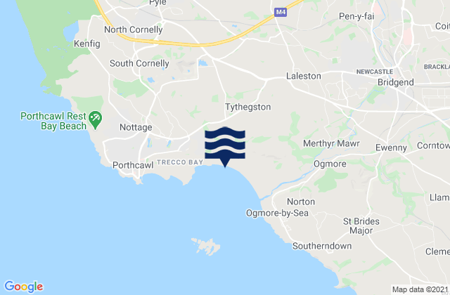 Carte des horaires des marées pour Cefn Cribwr, United Kingdom