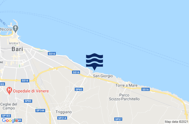 Carte des horaires des marées pour Cellamare, Italy