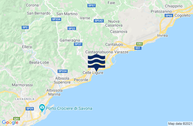 Carte des horaires des marées pour Celle Ligure, Italy