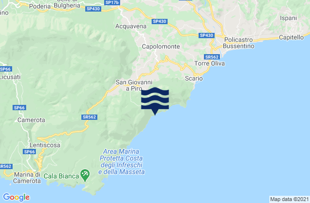 Carte des horaires des marées pour Celle di Bulgheria, Italy