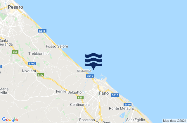 Carte des horaires des marées pour Centinarola, Italy